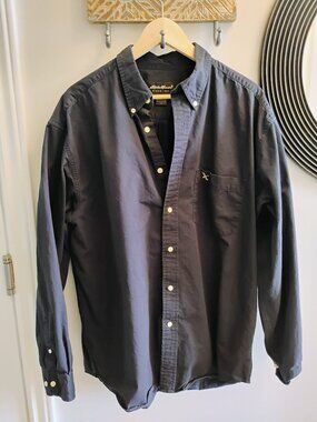 Eddie Bauer International Navy Shirt 100% Cotton, Goose Logo, Tall